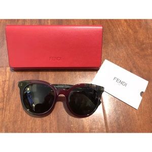 Fendi Round Sunglasses Designer Burgundy Green